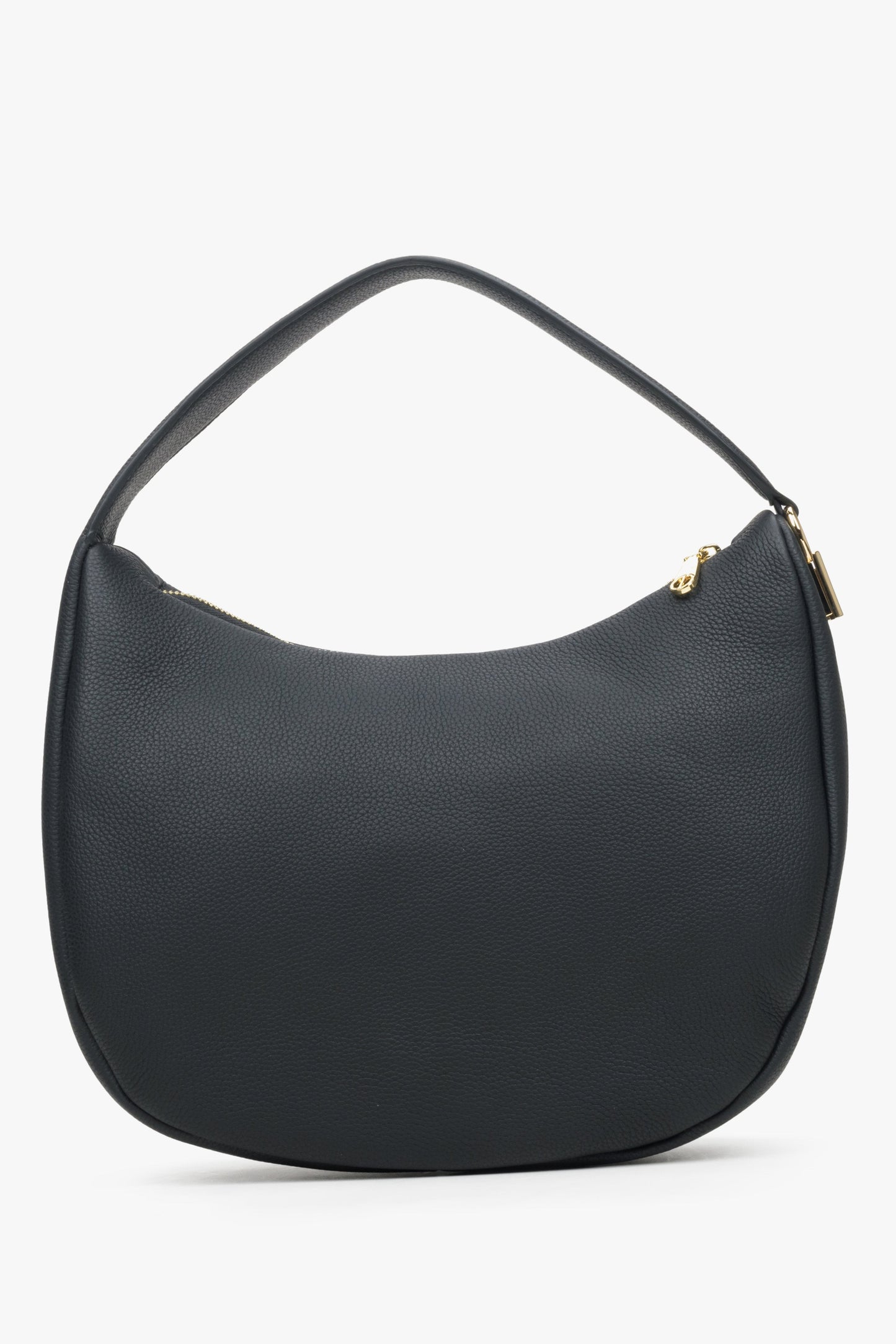 Schwarze Damen-Handtasche in Halbmondform aus echtem Leder Estro ER00114202.