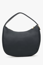 Schwarze Damen-Handtasche in Halbmondform aus echtem Leder Estro ER00114202.