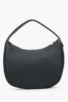 Schwarze Damen-Handtasche in Halbmondform aus echtem Leder Estro ER00114202.