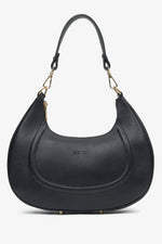 Schwarze Damen-Handtasche in Halbmondform aus edlem italienischem Echtleder Estro ER00116797.