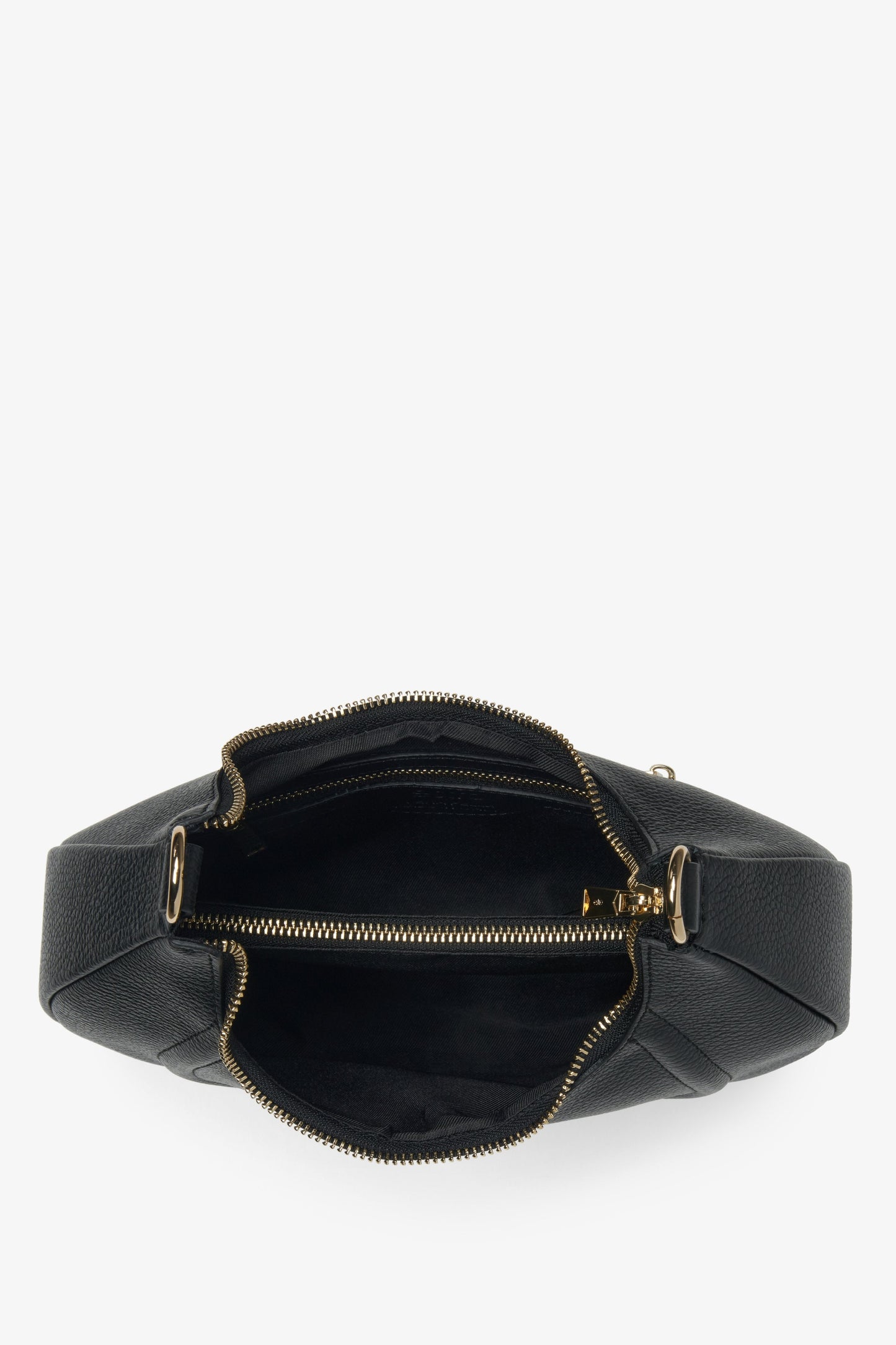 Stylische schwarze Umhängetasche in Halbmondform aus hochwertigem italienischem Leder von Estro.