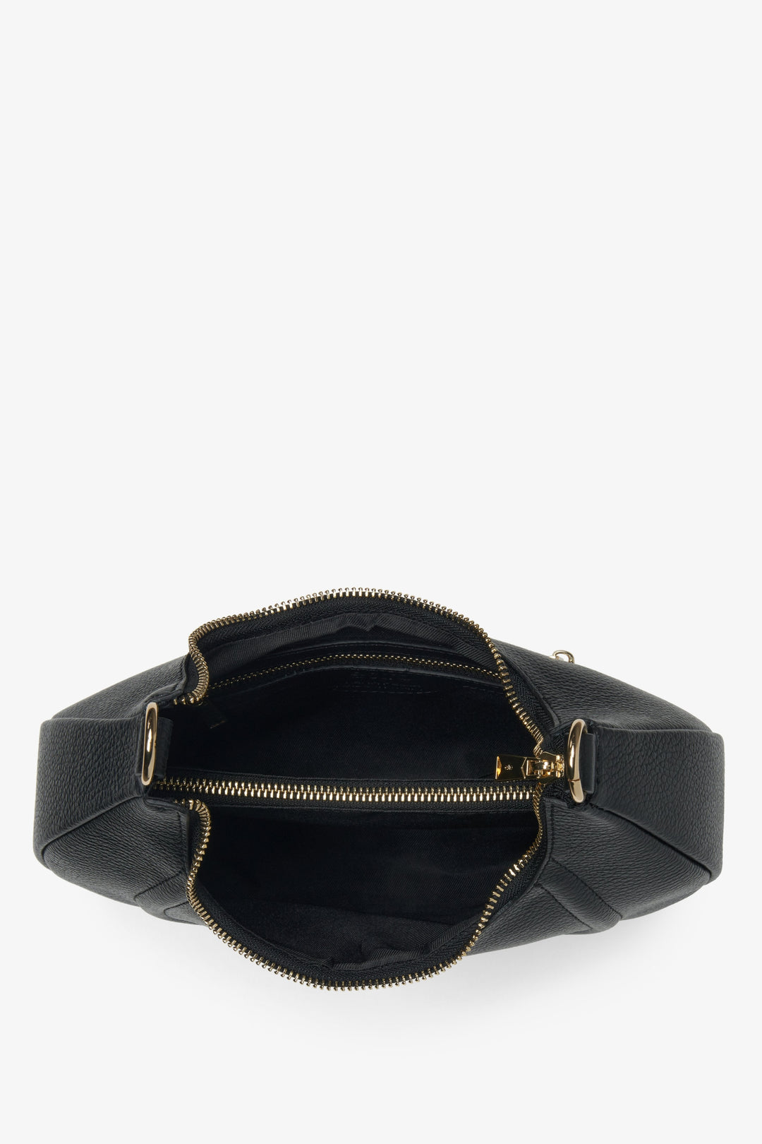 Stylische schwarze Umhängetasche in Halbmondform aus hochwertigem italienischem Leder von Estro.