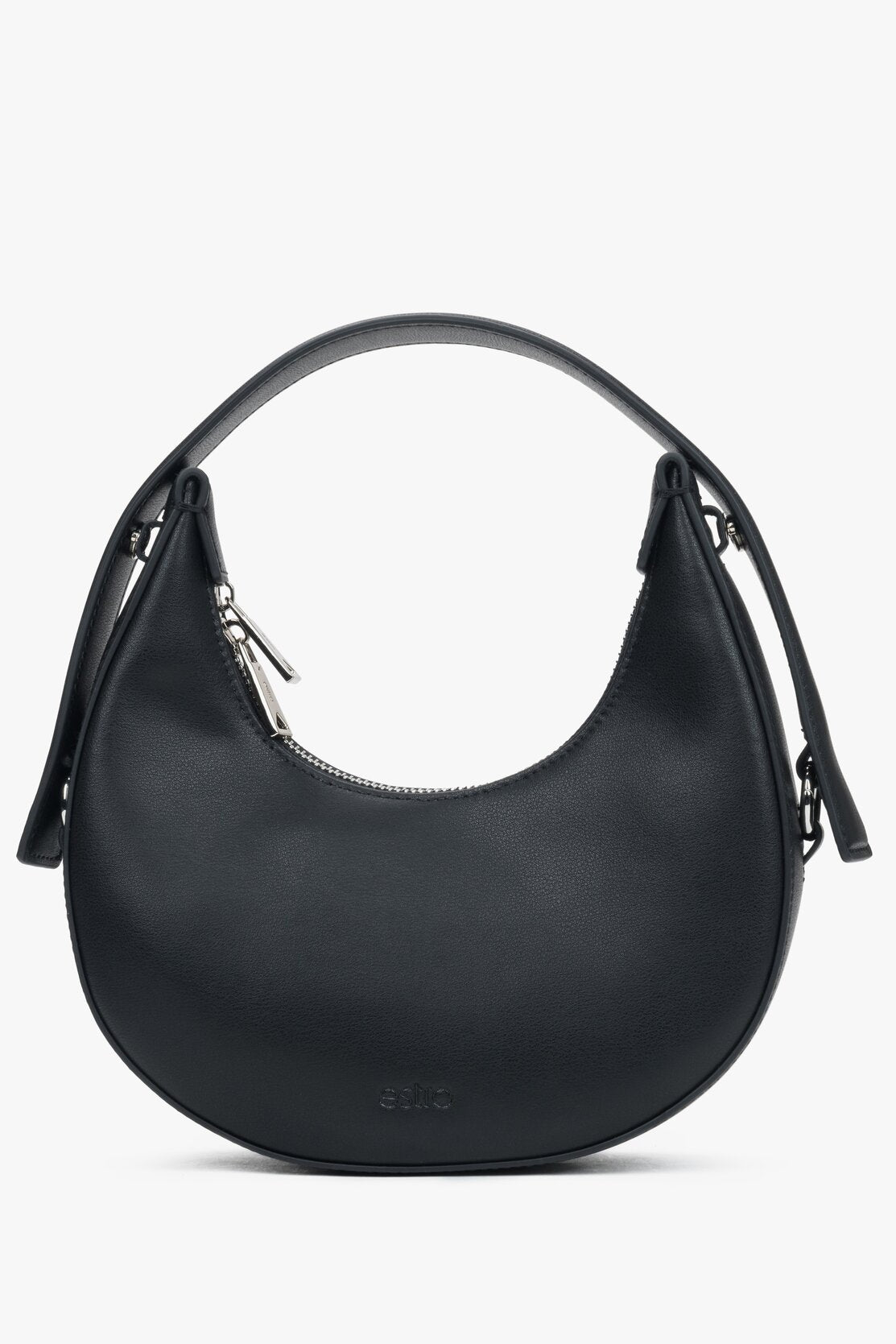Schwarze Damen-Handtasche in Halbmondform Estro ER00116263.