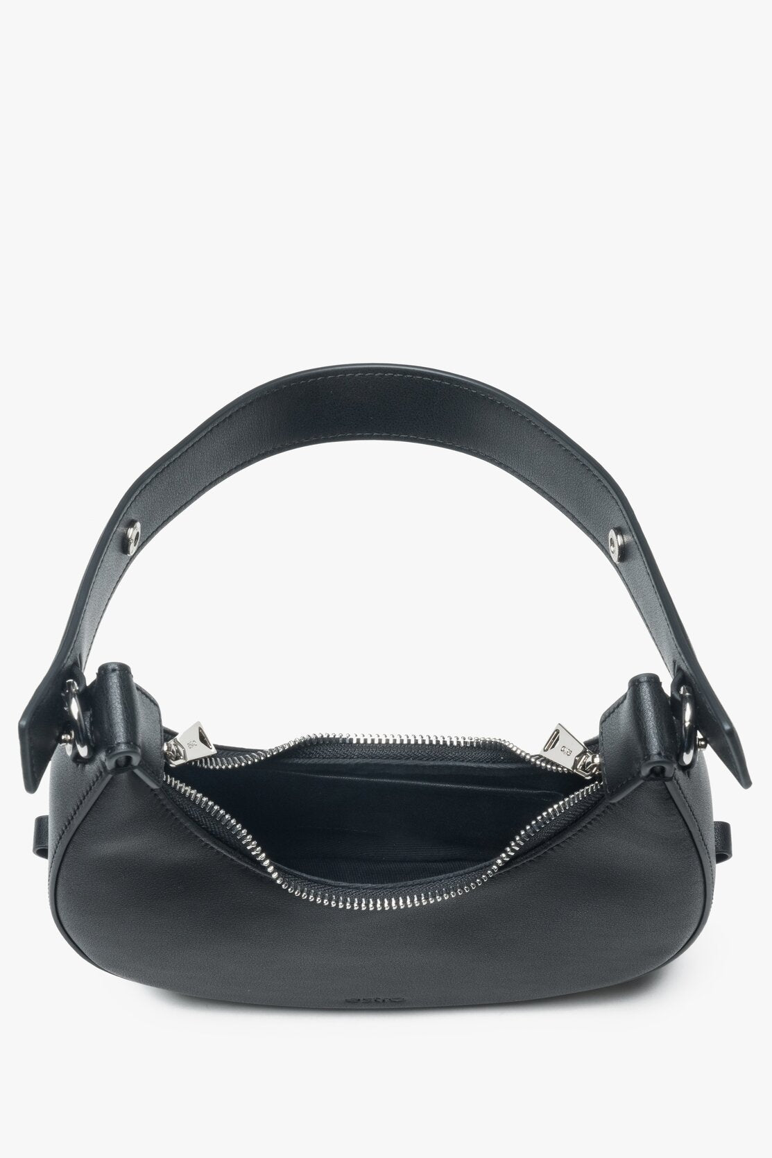 Stilvolle schwarze Damen-Handtasche von Estro in Halbmondform.