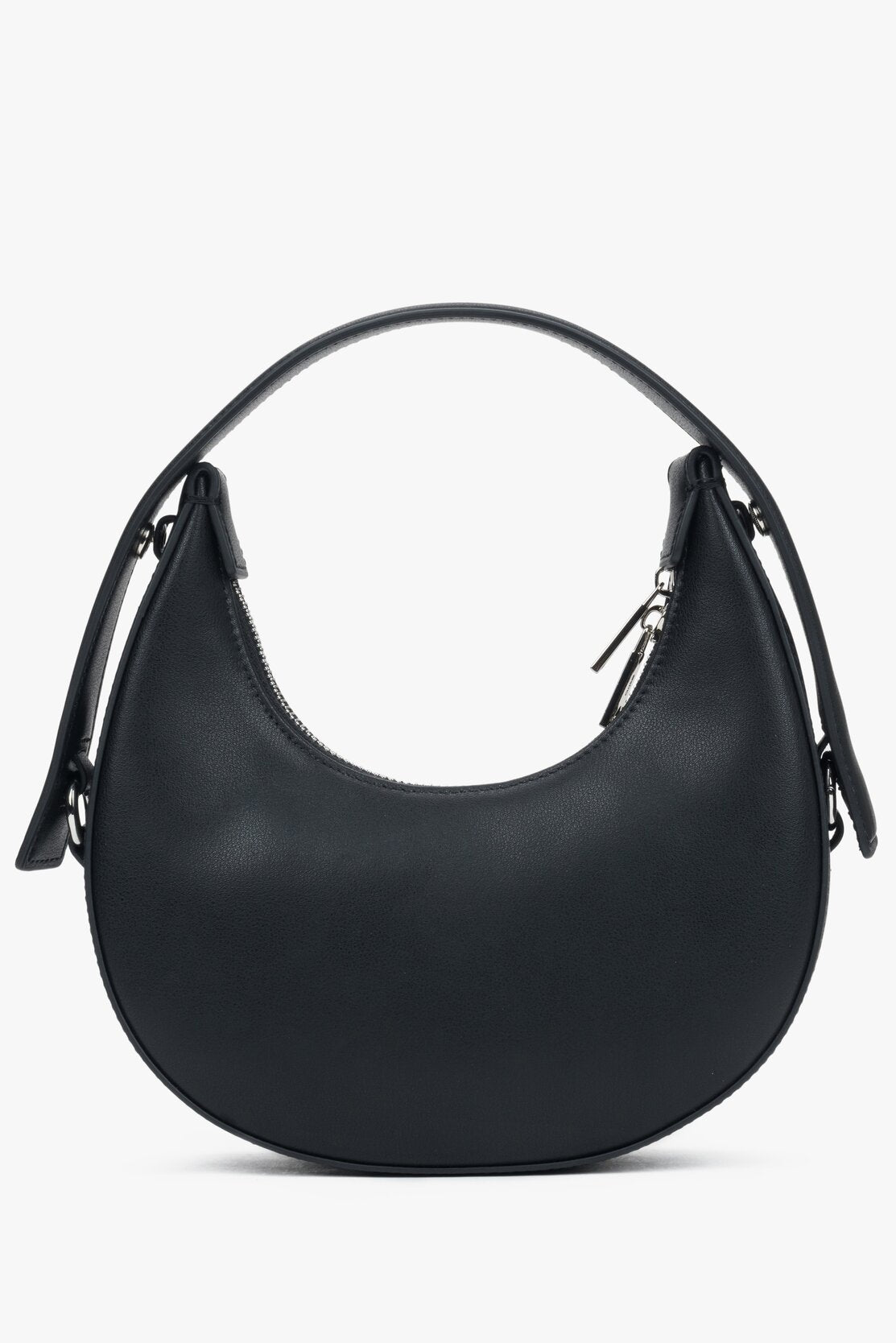 Vielseitige schwarze Damen-Handtasche von Estro in Halbmondform.