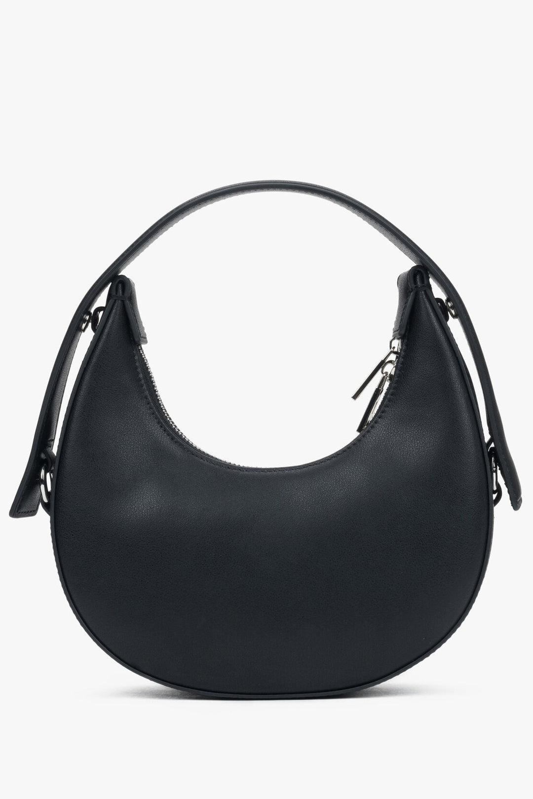 Vielseitige schwarze Damen-Handtasche von Estro in Halbmondform.