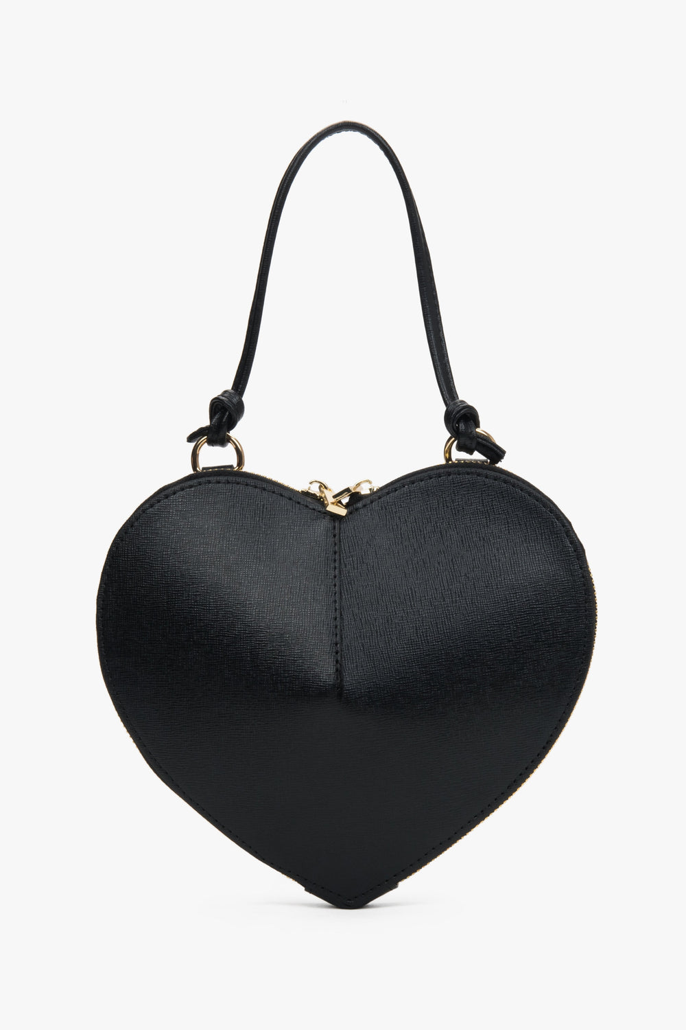 Schwarze Damen-Handtasche in Herzform aus echtem Leder Estro ER00117422.