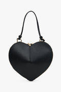 Schwarze Damen-Handtasche in Herzform aus echtem Leder Estro ER00117422.