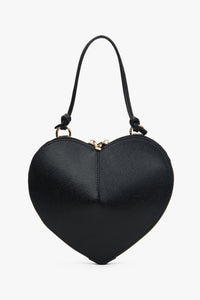 Schwarze Damen-Handtasche in Herzform aus echtem Leder Estro ER00117422.
