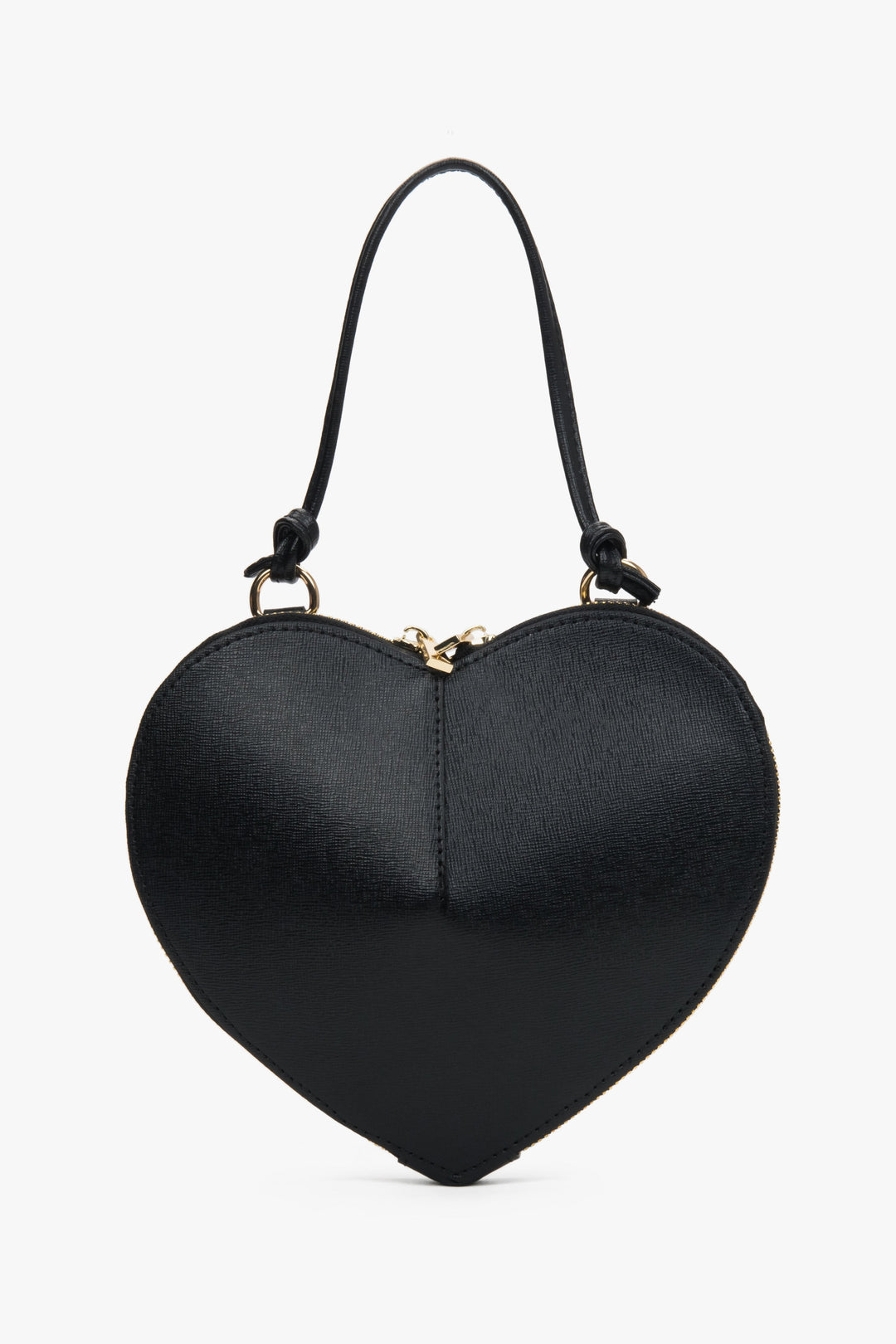 Schwarze Damen-Handtasche in Herzform aus echtem Leder Estro ER00117422.