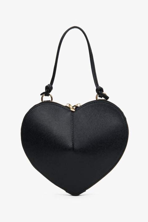 Schwarze Damen-Handtasche in Herzform aus echtem Leder Estro ER00117422.