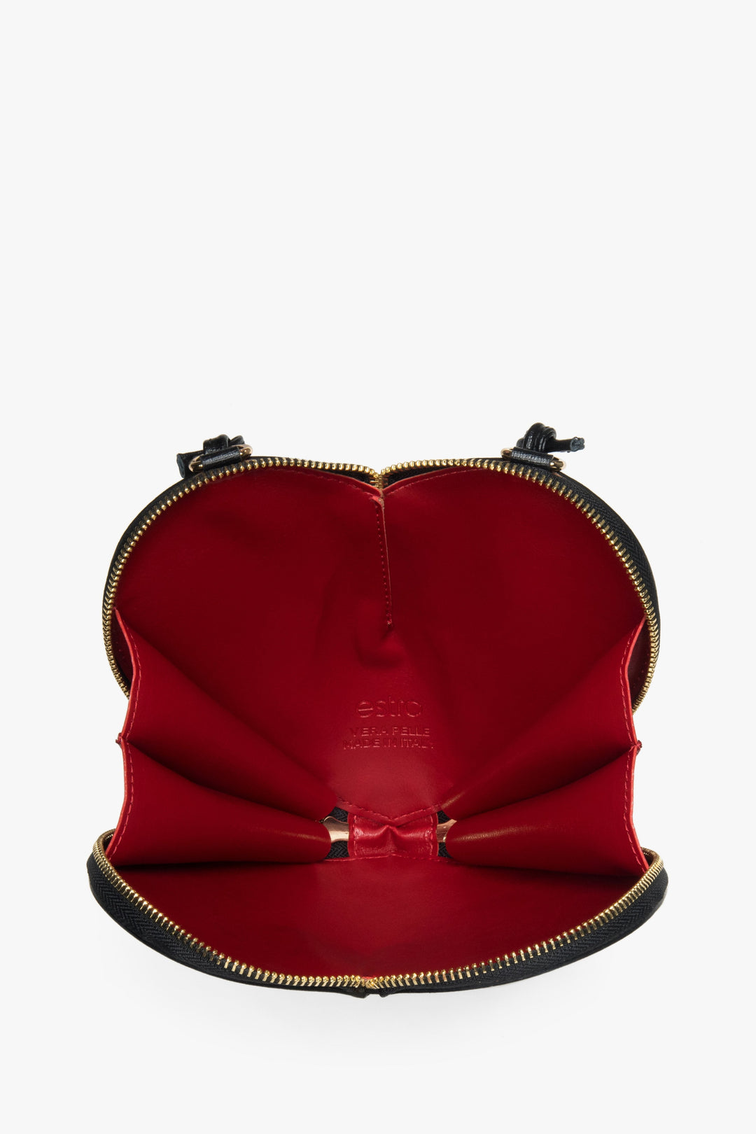 Schwarze Damen-Herztasche aus echtem Leder.