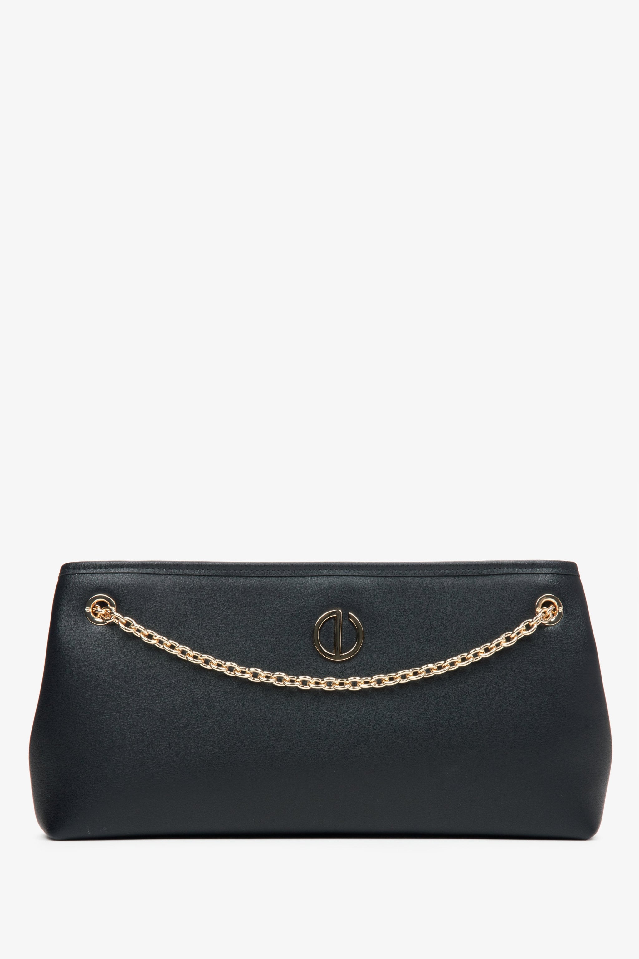 Schwarze Damen-Handtasche mit eleganter Goldkette Estro ER00114937.