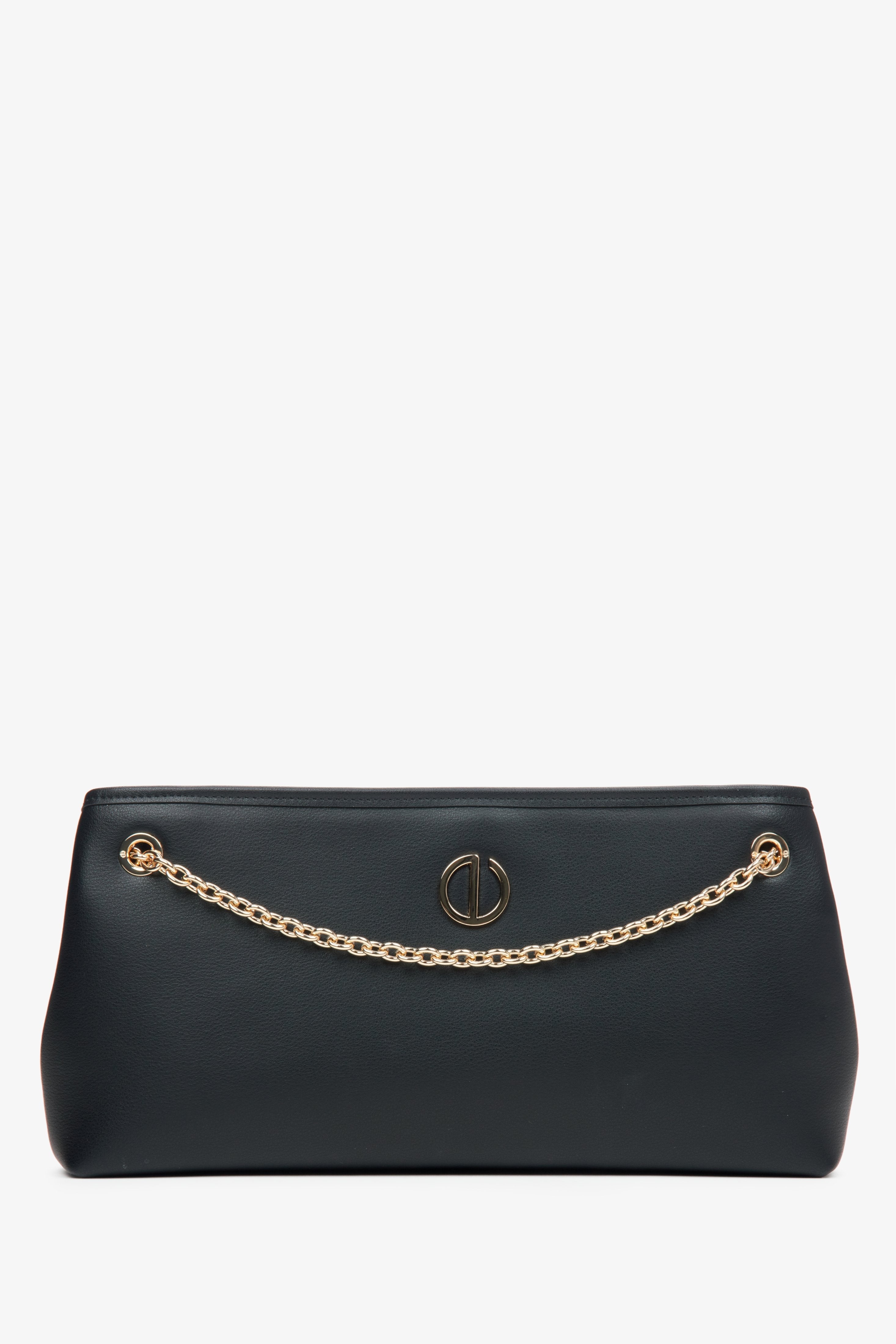 Schwarze Damen-Handtasche mit eleganter Goldkette Estro ER00114937.