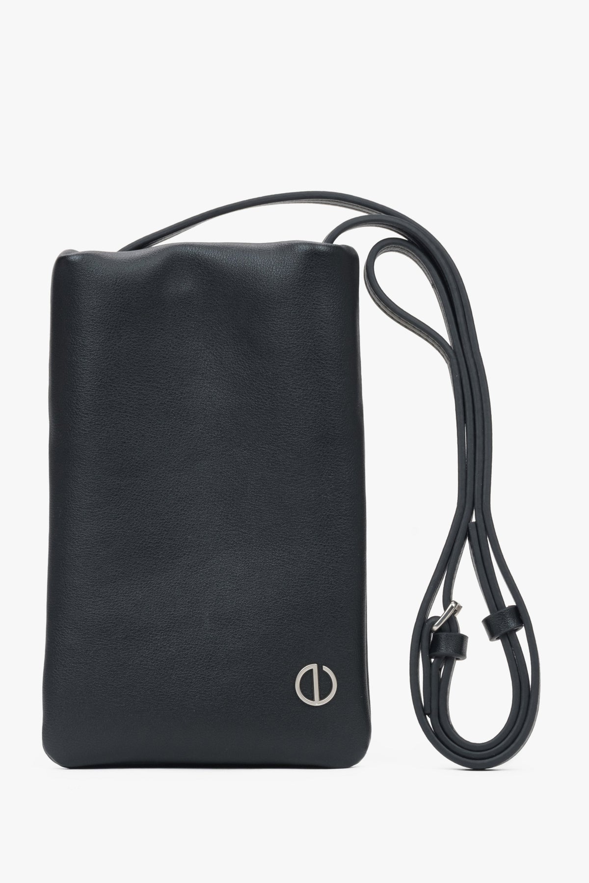 Schwarze Damen-Handytasche aus echtem Leder Estro ER00116880.