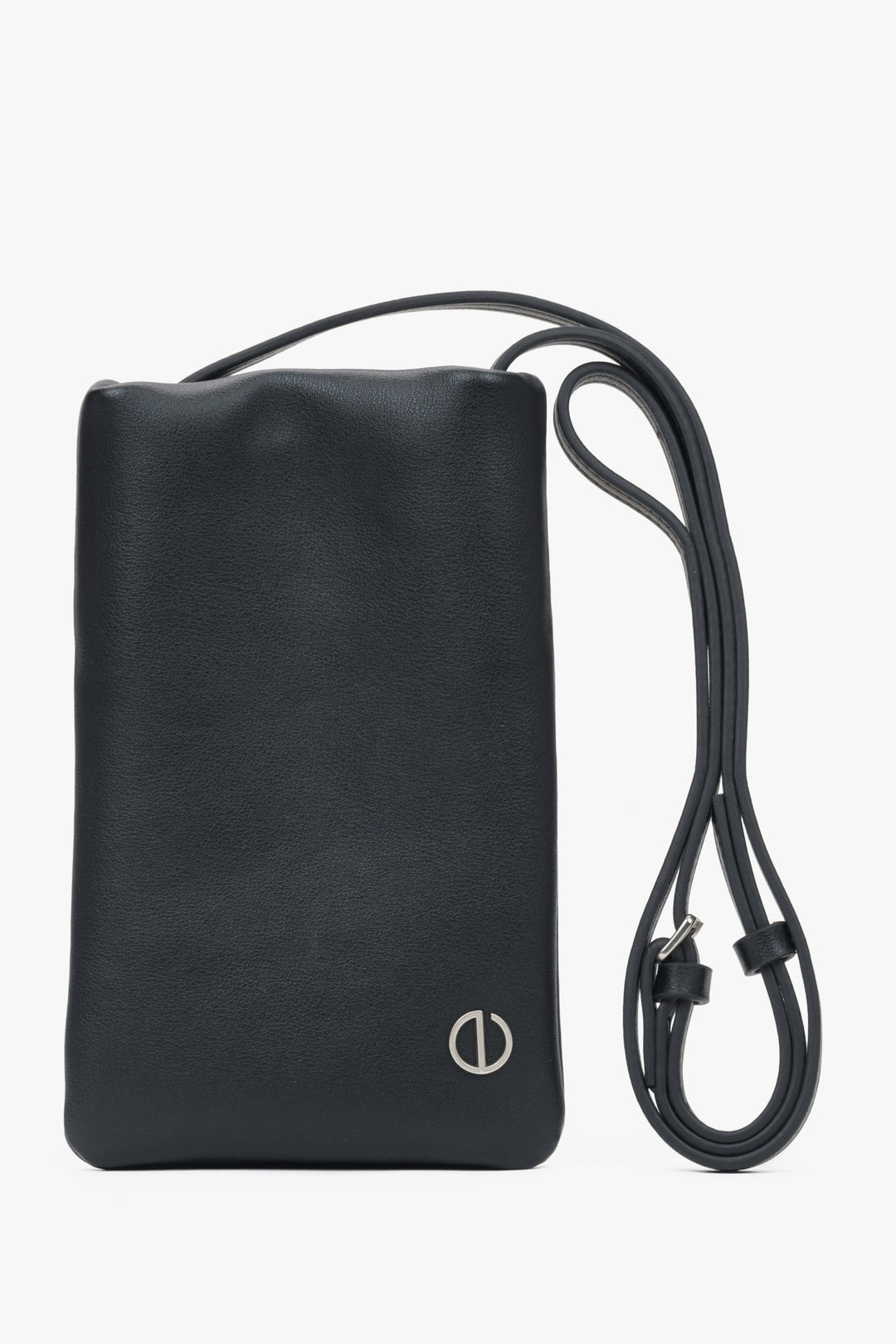 Schwarze Damen-Handytasche aus echtem Leder Estro ER00116880.