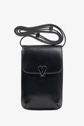 Schwarze Damen-Handytasche aus echtem Leder Estro ER00116266.
