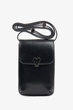 Schwarze Damen-Handytasche aus echtem Leder Estro ER00116266.