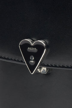 Schwarze Handytasche aus Leder für Damen von Estro – Details.