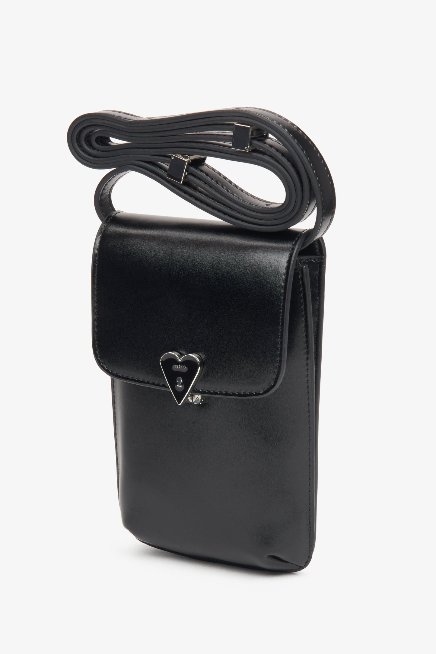 Estro Damen-Handytasche aus schwarzem Leder.