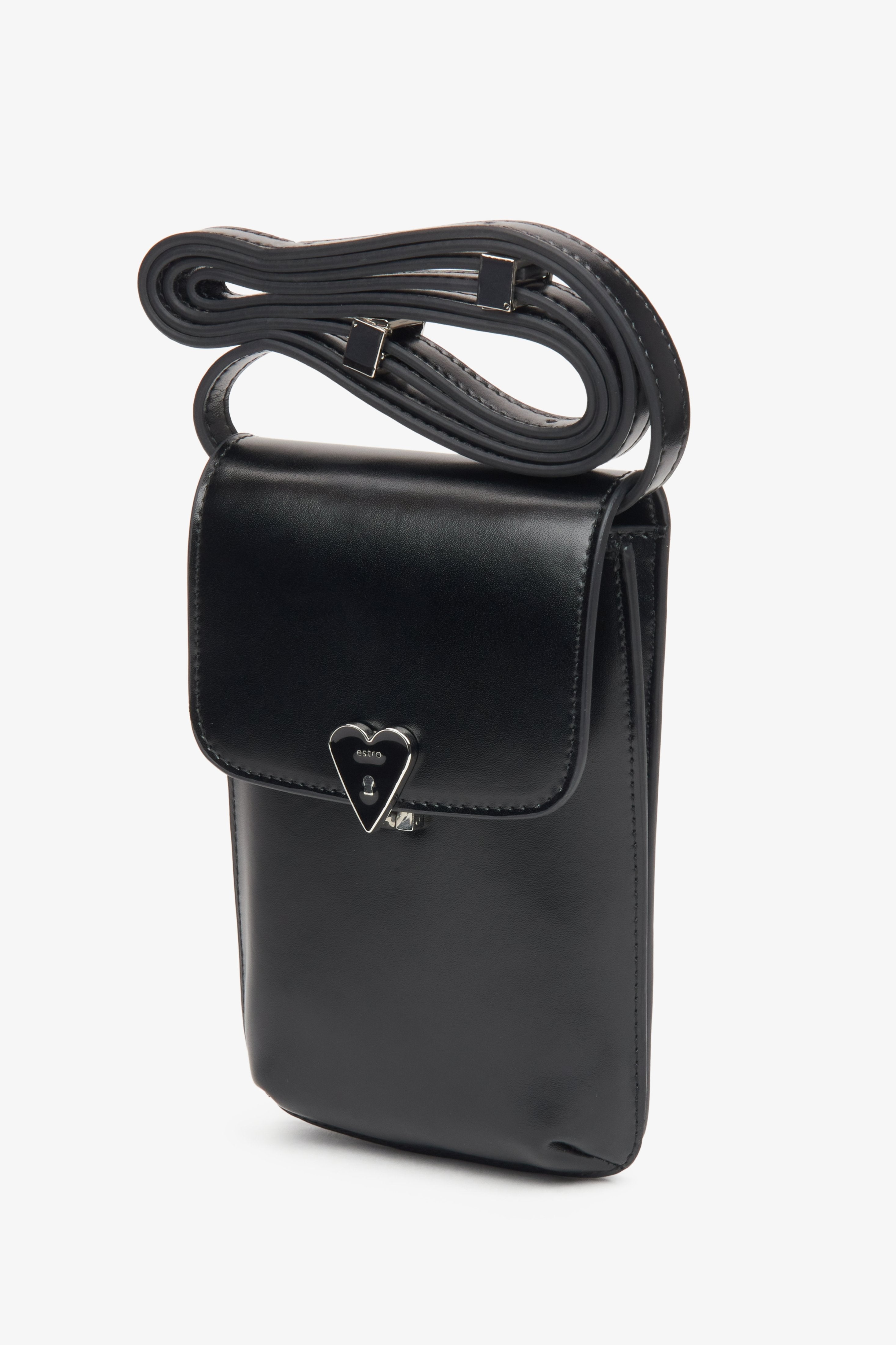 Estro Damen-Handytasche aus schwarzem Leder.