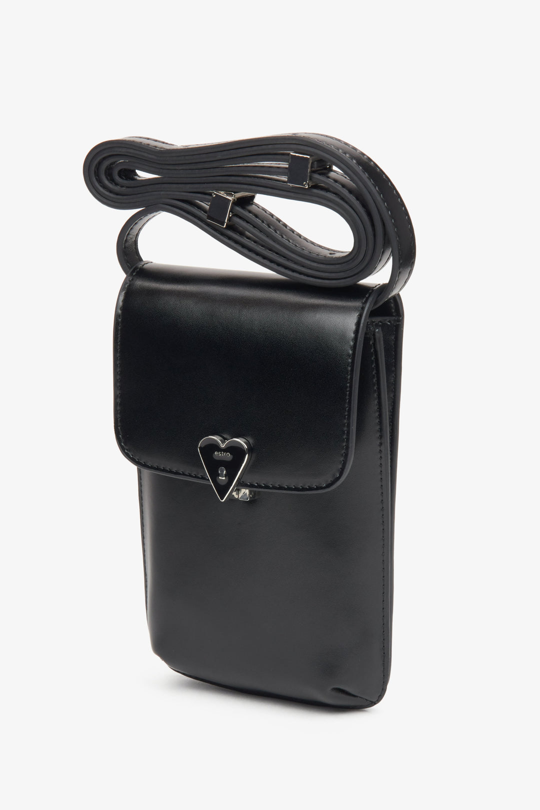 Estro Damen-Handytasche aus schwarzem Leder.