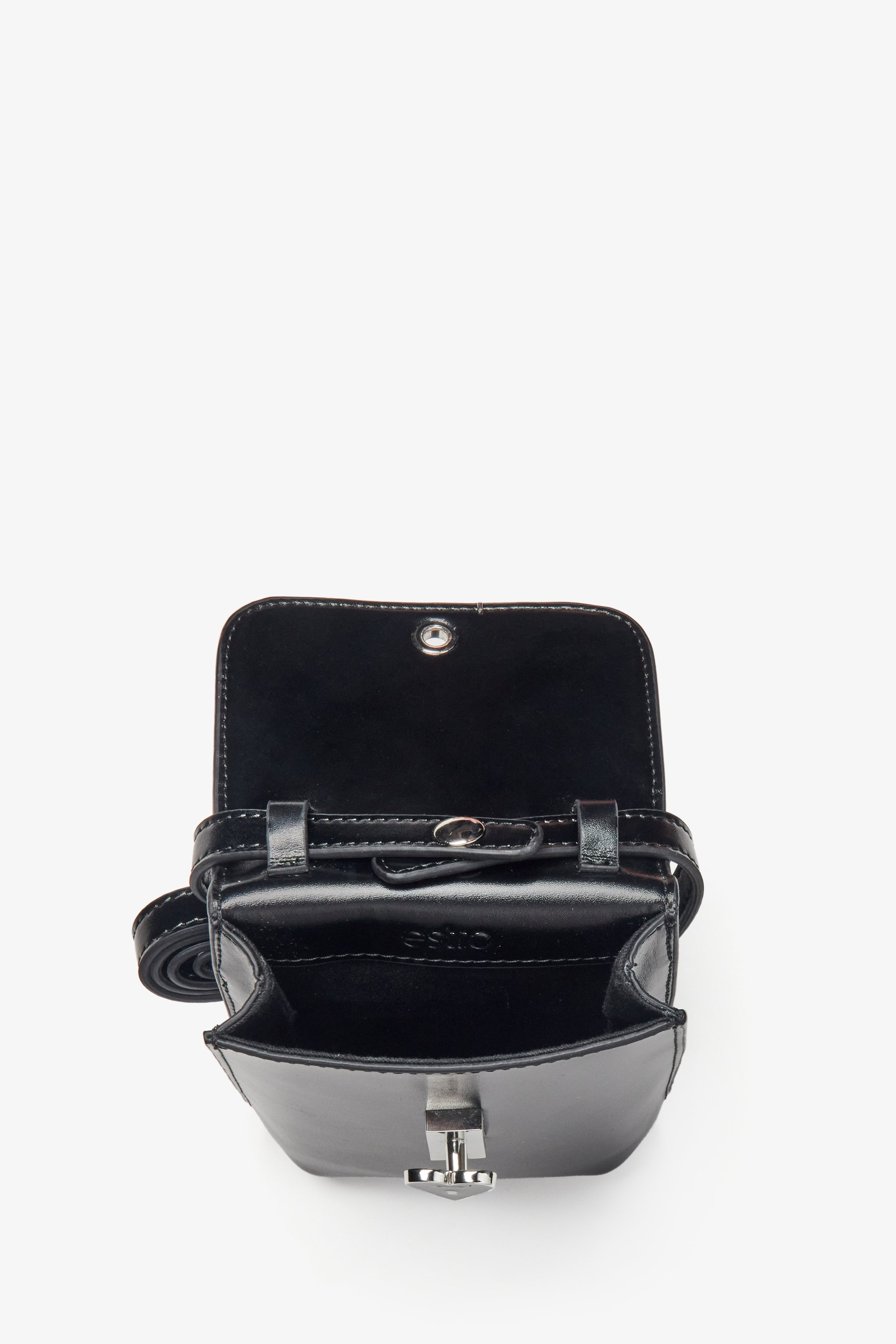 Premium-Handytasche für Damen aus schwarzem Leder von Estro.