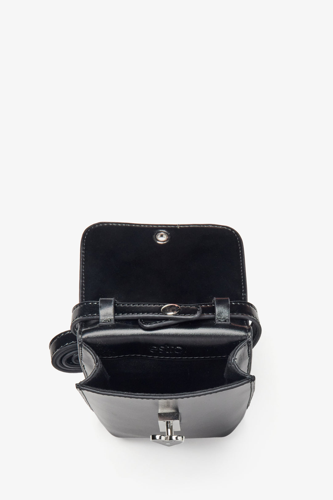 Premium-Handytasche für Damen aus schwarzem Leder von Estro.