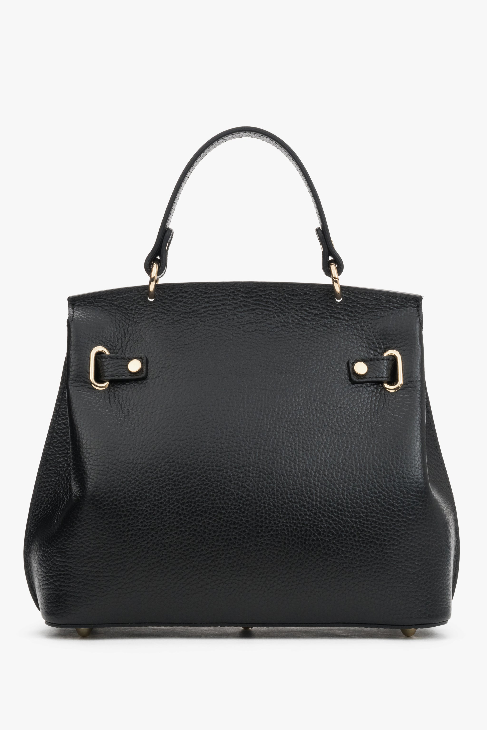 Rückansicht der klassischen schwarzen Satchel Bag aus feinem italienischem Premium-Naturleder 