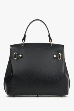 Rückansicht der klassischen schwarzen Satchel Bag aus feinem italienischem Premium-Naturleder 
