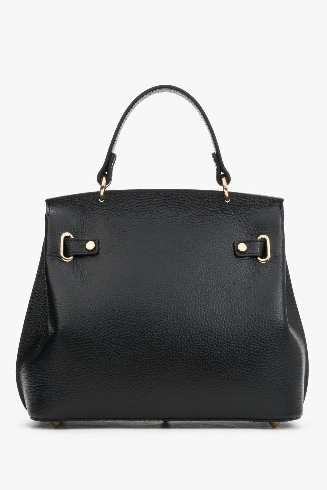 Rückansicht der klassischen schwarzen Satchel Bag aus feinem italienischem Premium-Naturleder 