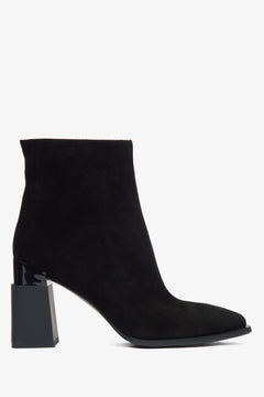 Schwarze Damen High Heel Stiefeletten aus Velours mit Futter Estro ER00115877