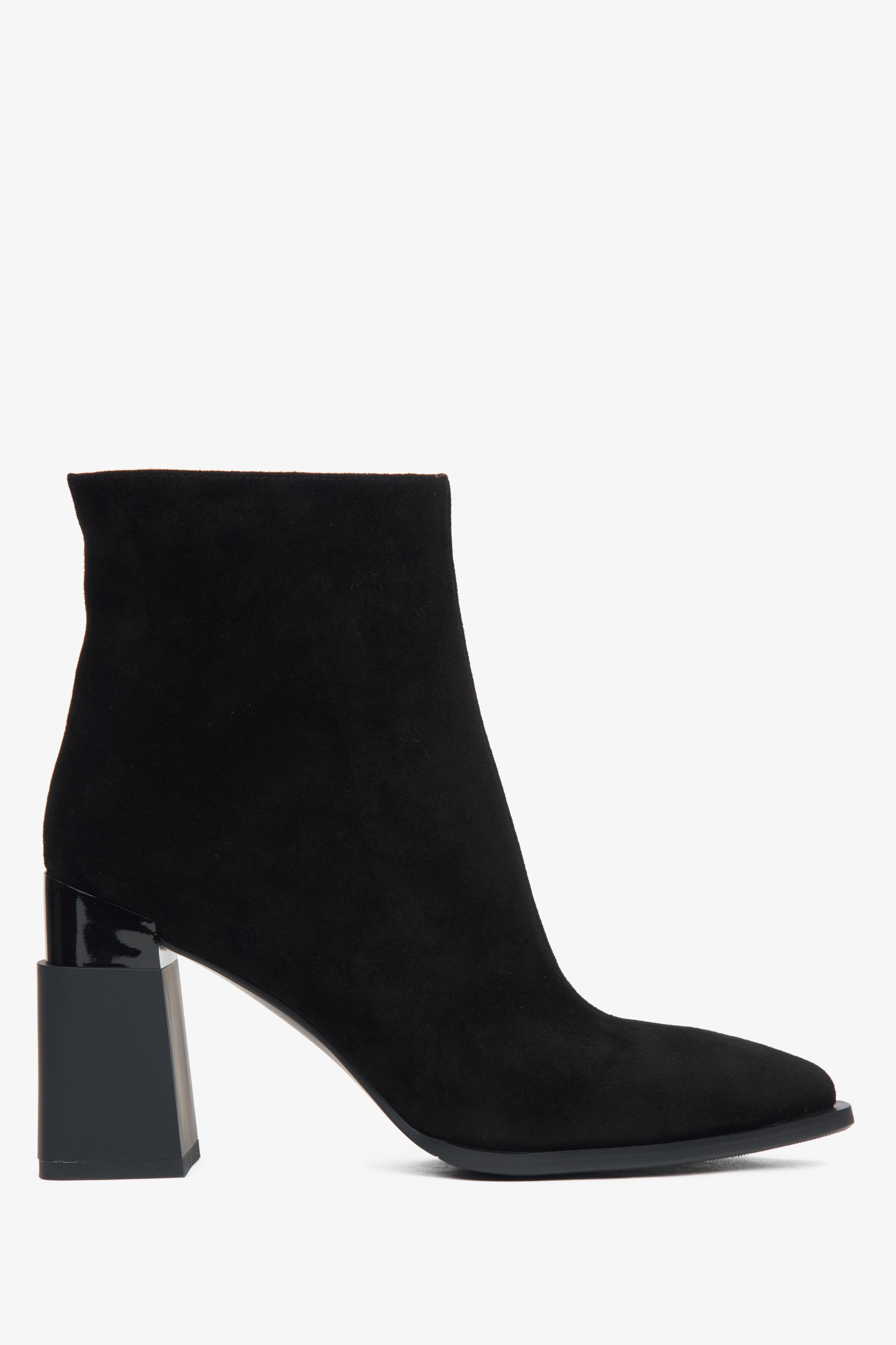 Schwarze Damen High Heel Stiefeletten aus Velours mit Futter Estro ER00115877