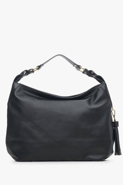 Schwarze Damen-Hobo-Bag aus edlem italienischem Echtleder Estro ER00114115.