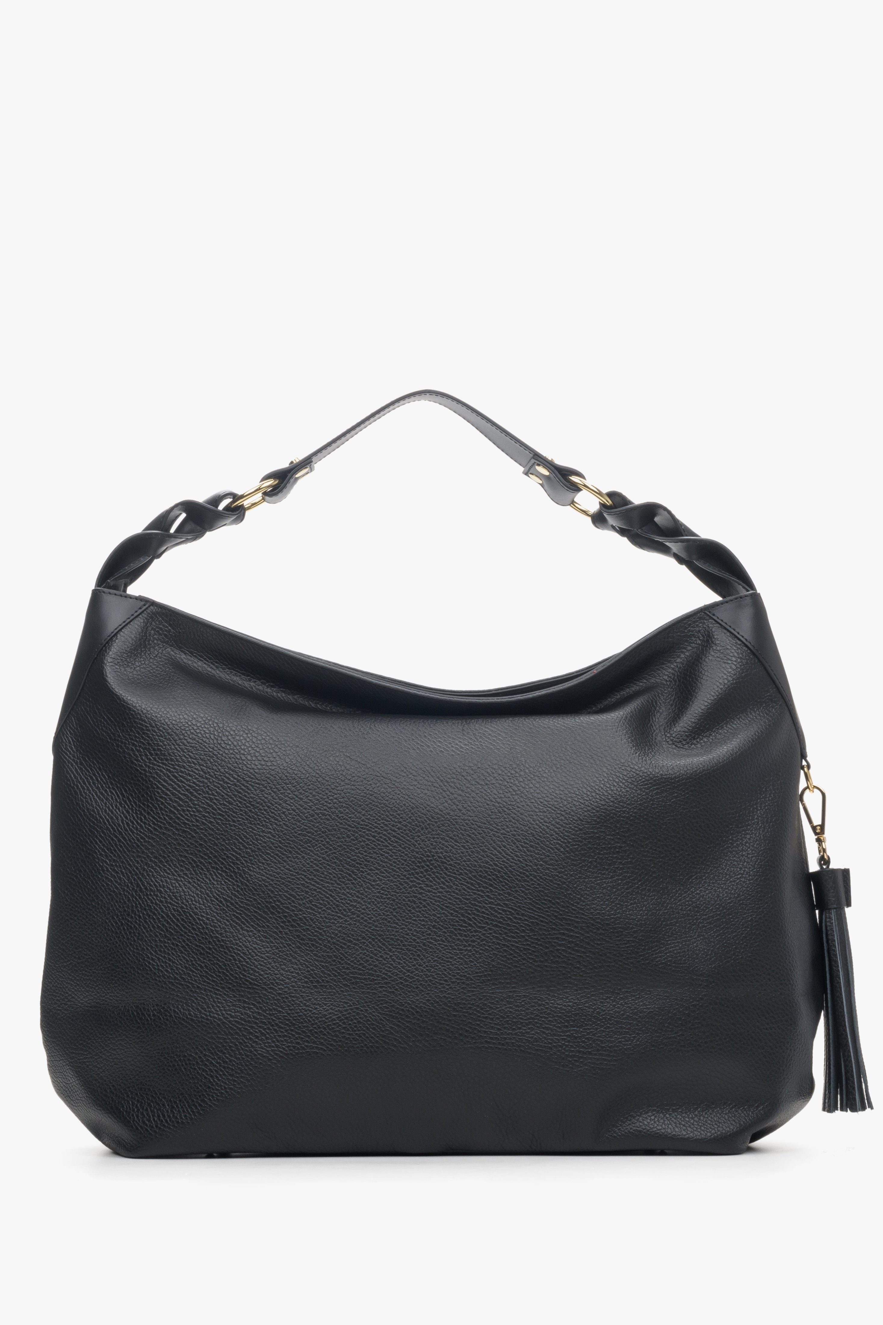 Schwarze Damen-Hobo-Bag aus edlem italienischem Echtleder Estro ER00114115.