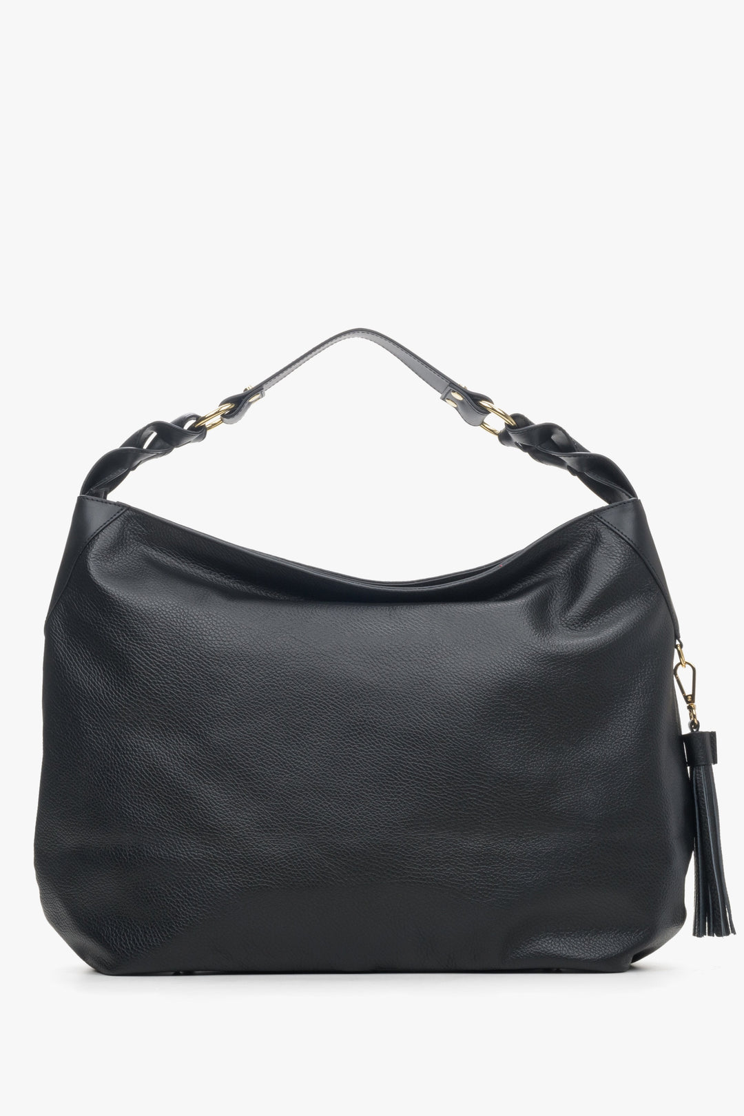 Schwarze Damen-Hobo-Bag aus edlem italienischem Echtleder Estro ER00114115.