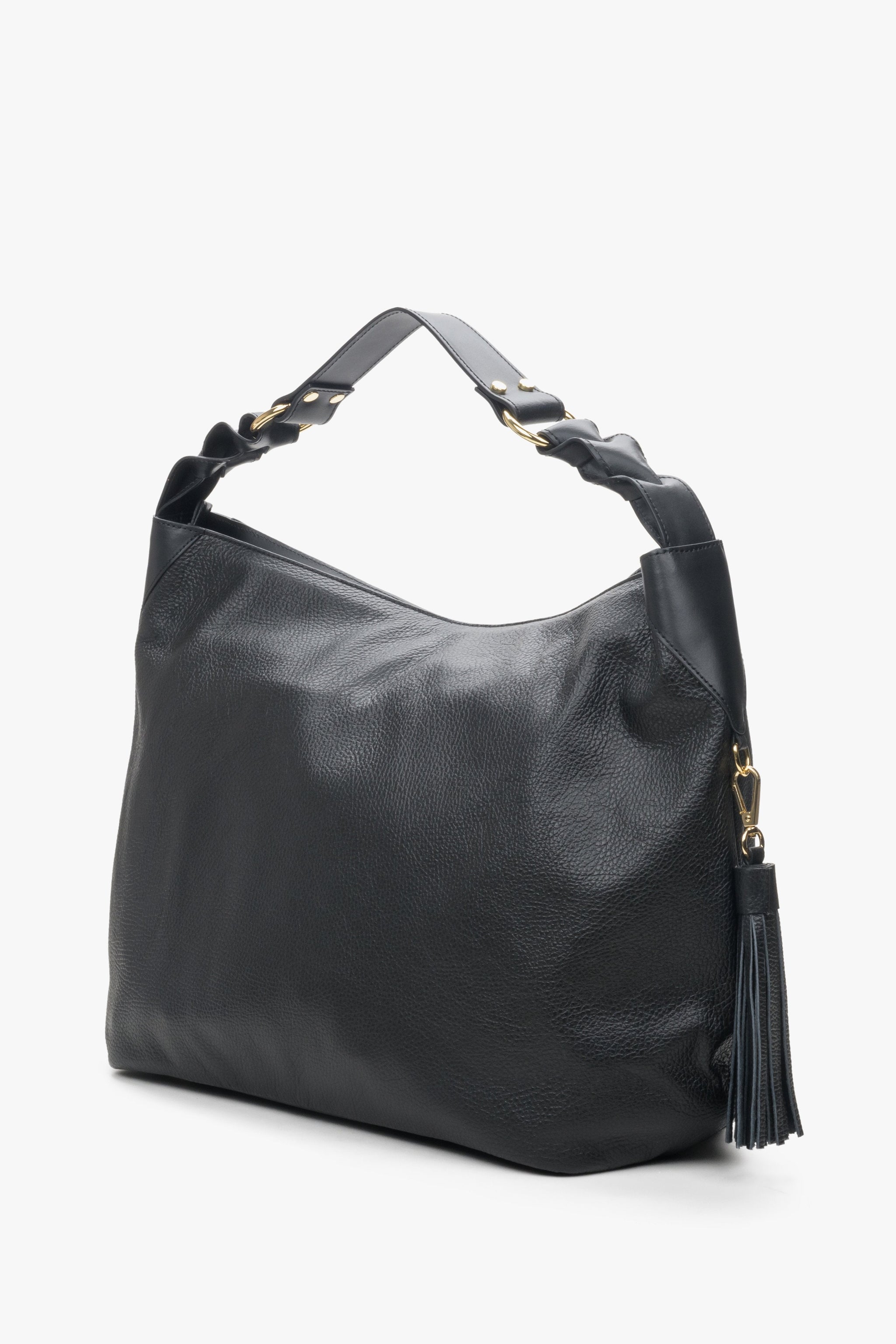 Schwarze Hobo-Damentasche aus Leder von Estro.