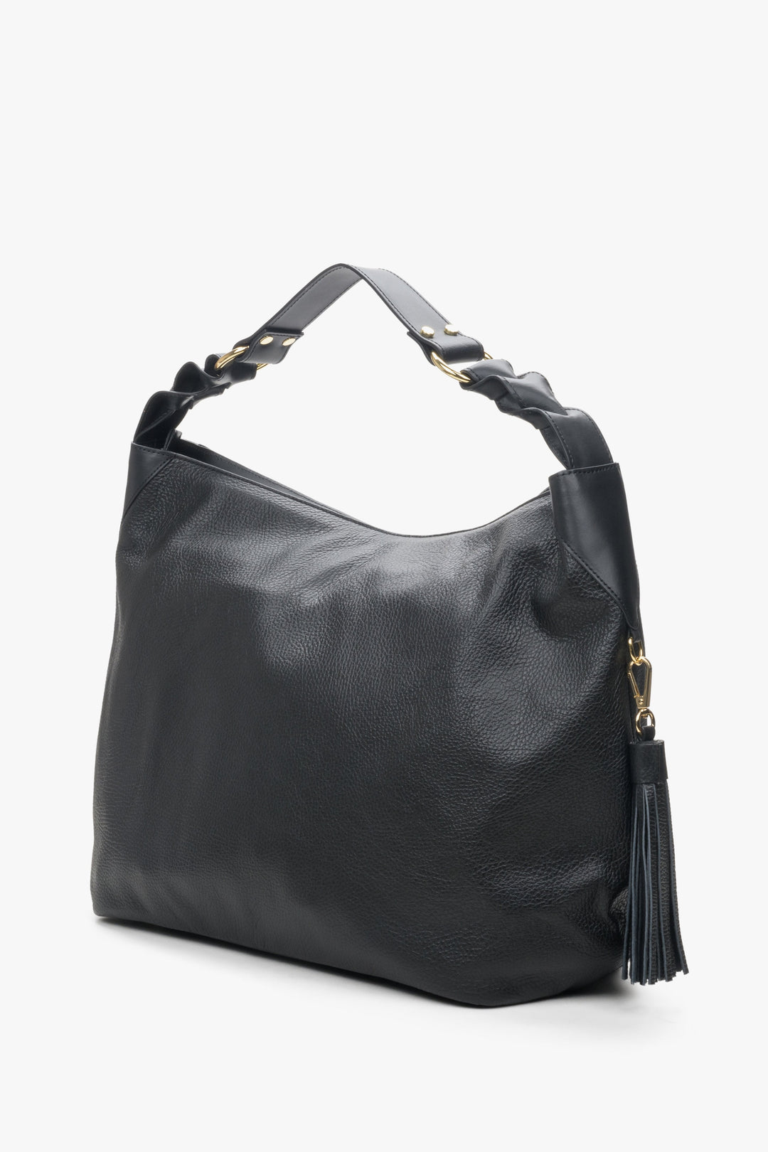 Schwarze Hobo-Damentasche aus Leder von Estro.