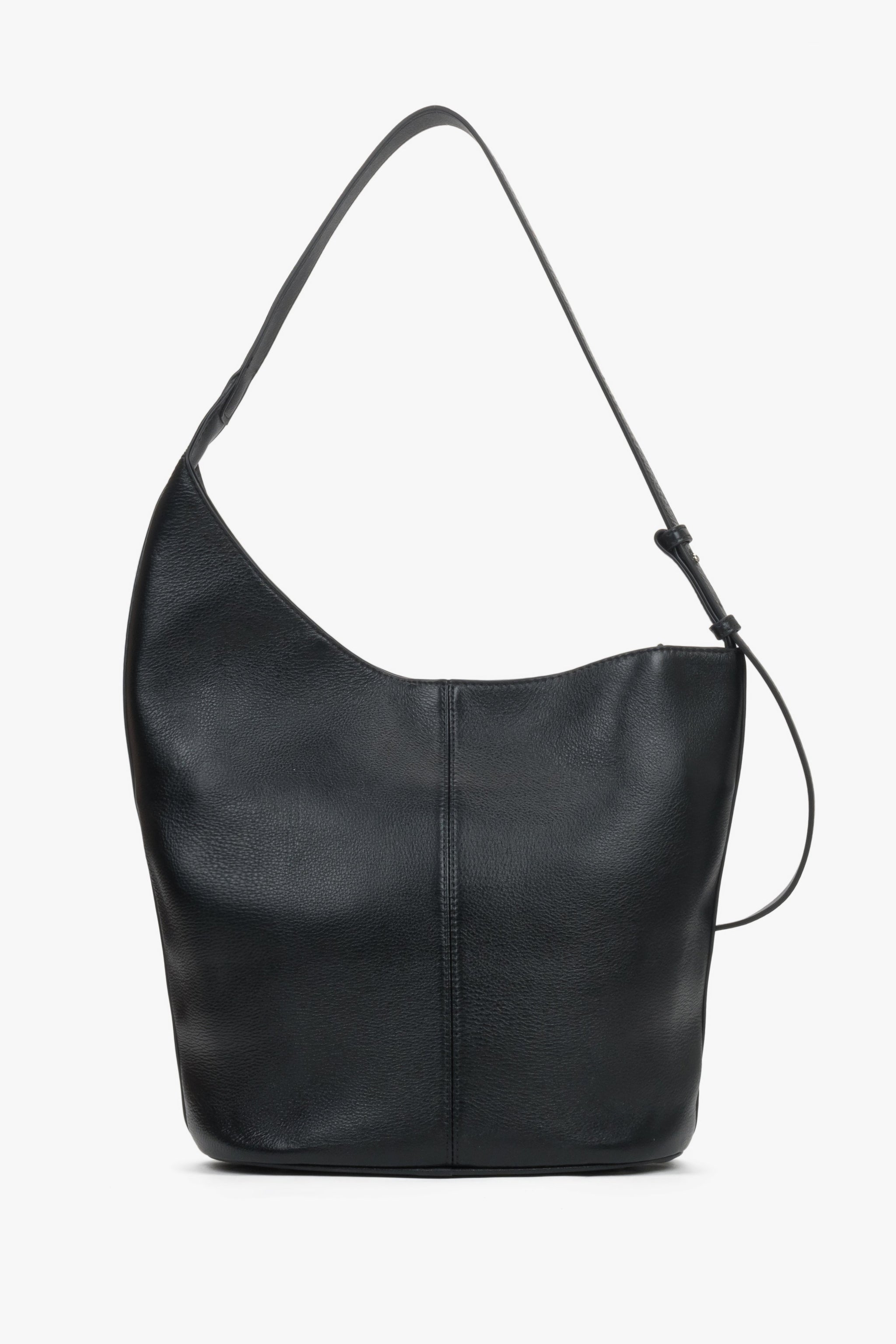 Schwarze Damen-Hobo-Shopper-Tasche aus echtem Leder in Rückansicht