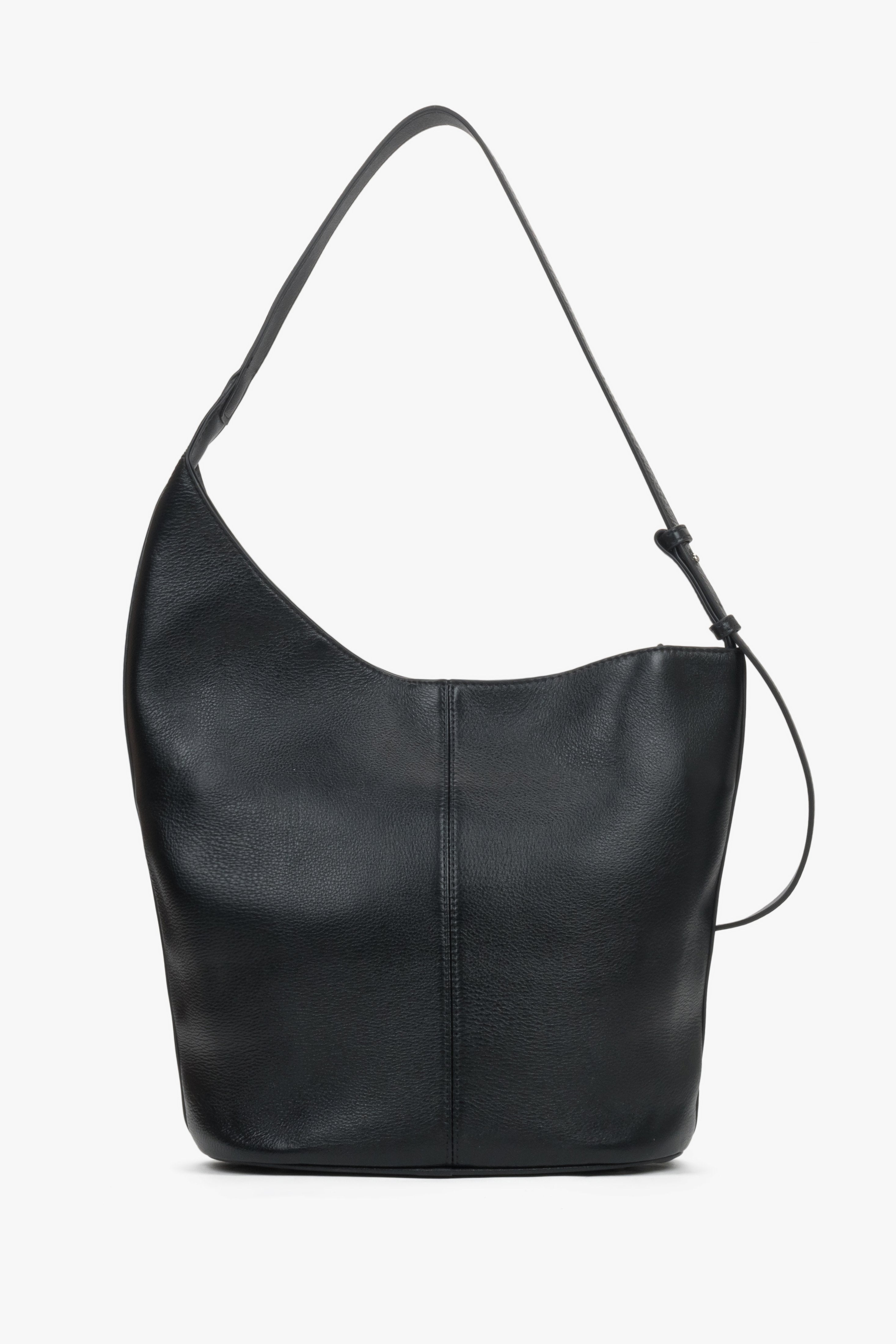 Schwarze Damen-Hobo-Shopper-Tasche aus echtem Leder in Rückansicht