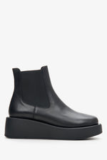 Schwarze Damen-Lederstiefel mit Plateausohle Estro ER00113883.