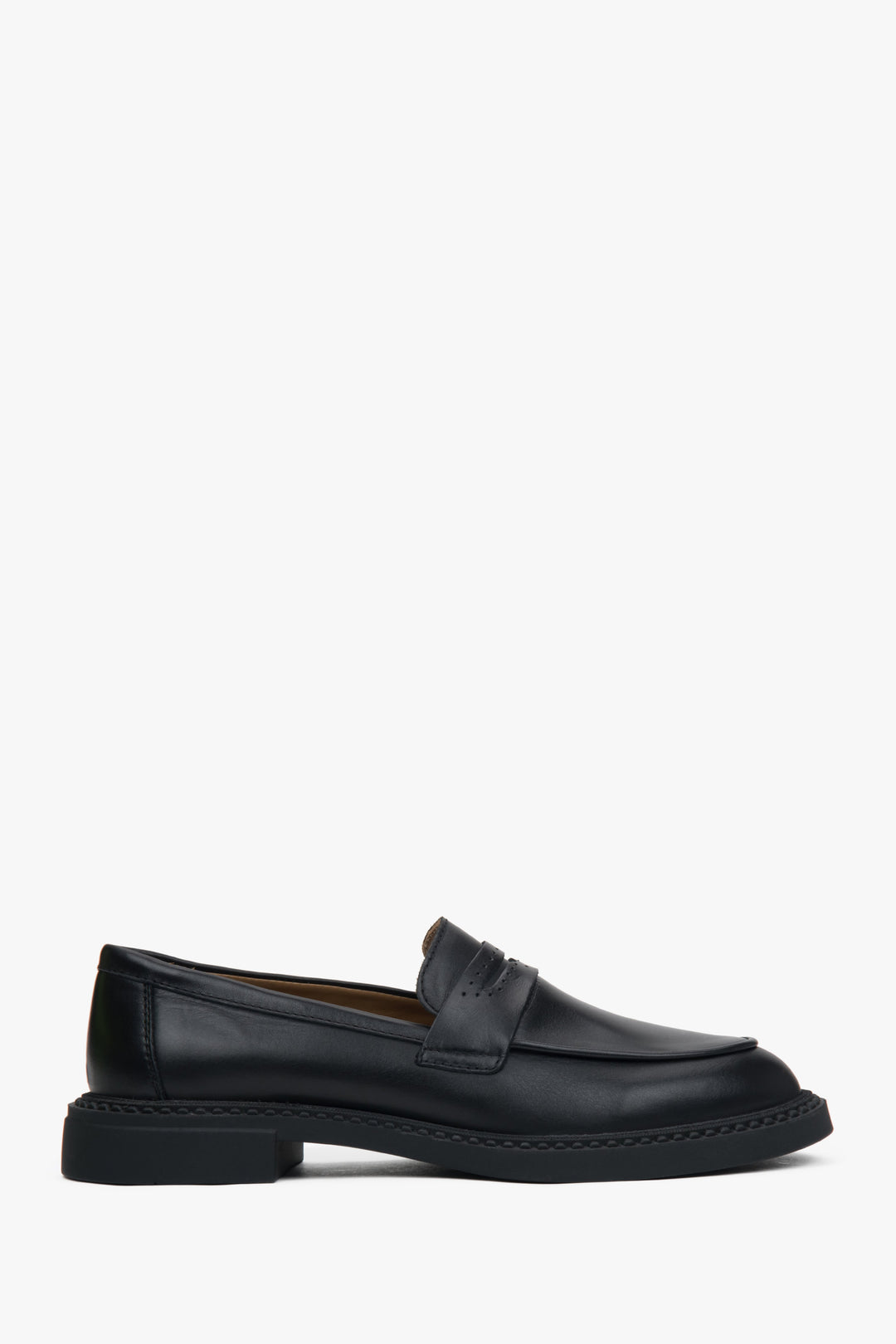 Bequeme schwarze Loafer aus echtem Leder Estro ER00117583