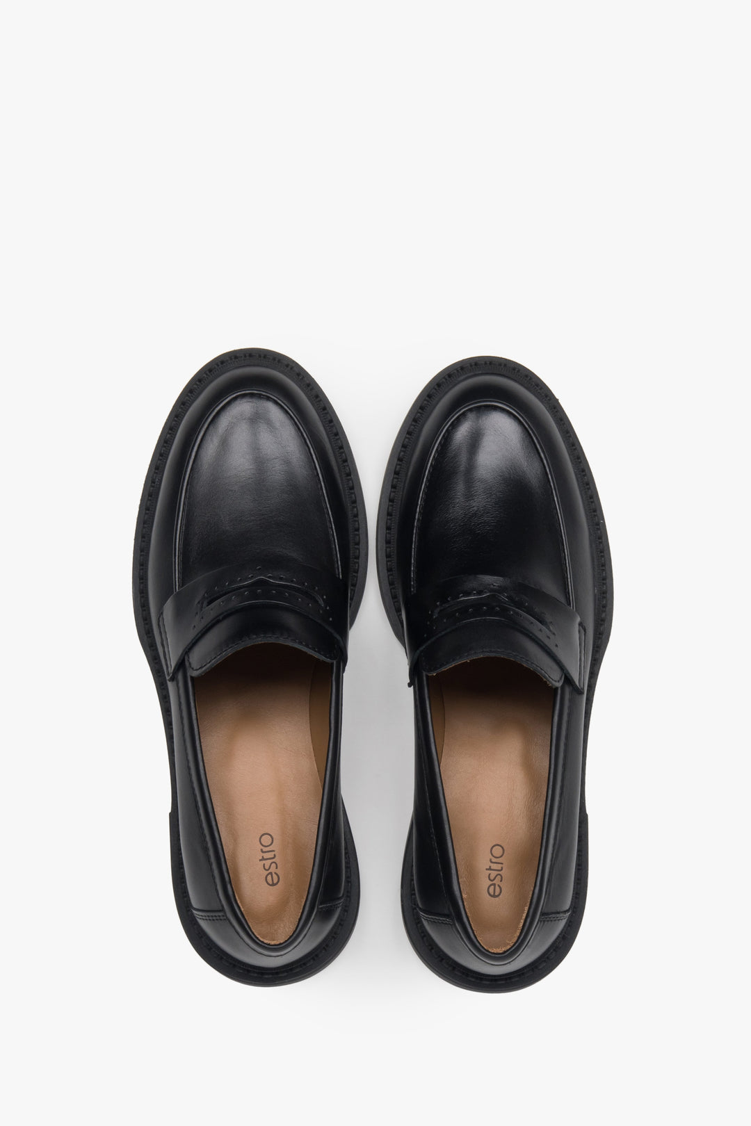 Schwarze Damen Loafer aus Premium Leder Estro ER00117583