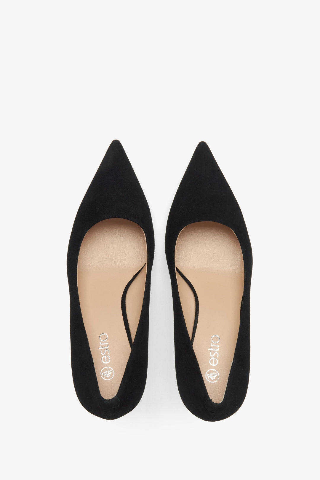 Schwarze Slip-on-Pumps mit leicht gebogener Spitze. Estro ER00114629