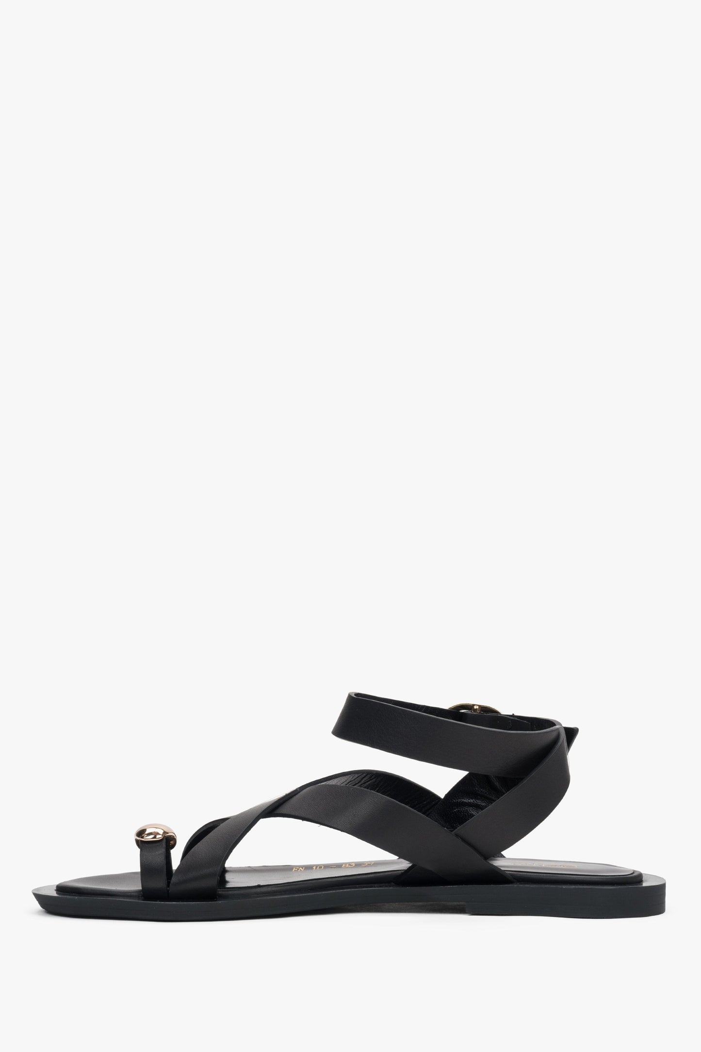 Stilvolle und bequeme Damen-Sandalen von Estro aus schwarzem Leder, mit filigranen Riemchen und trendigem Zehenring.