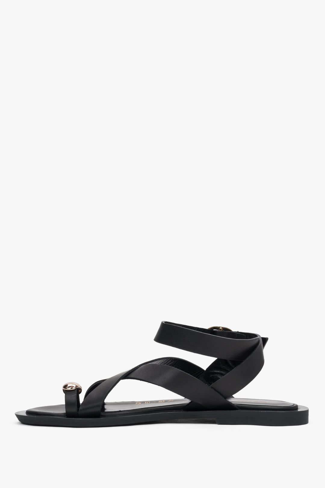 Stilvolle und bequeme Damen-Sandalen von Estro aus schwarzem Leder, mit filigranen Riemchen und trendigem Zehenring.