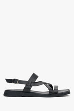 Schwarze Damen-Sandalen aus Leder mit feinen Riemchen Estro ER00117387.