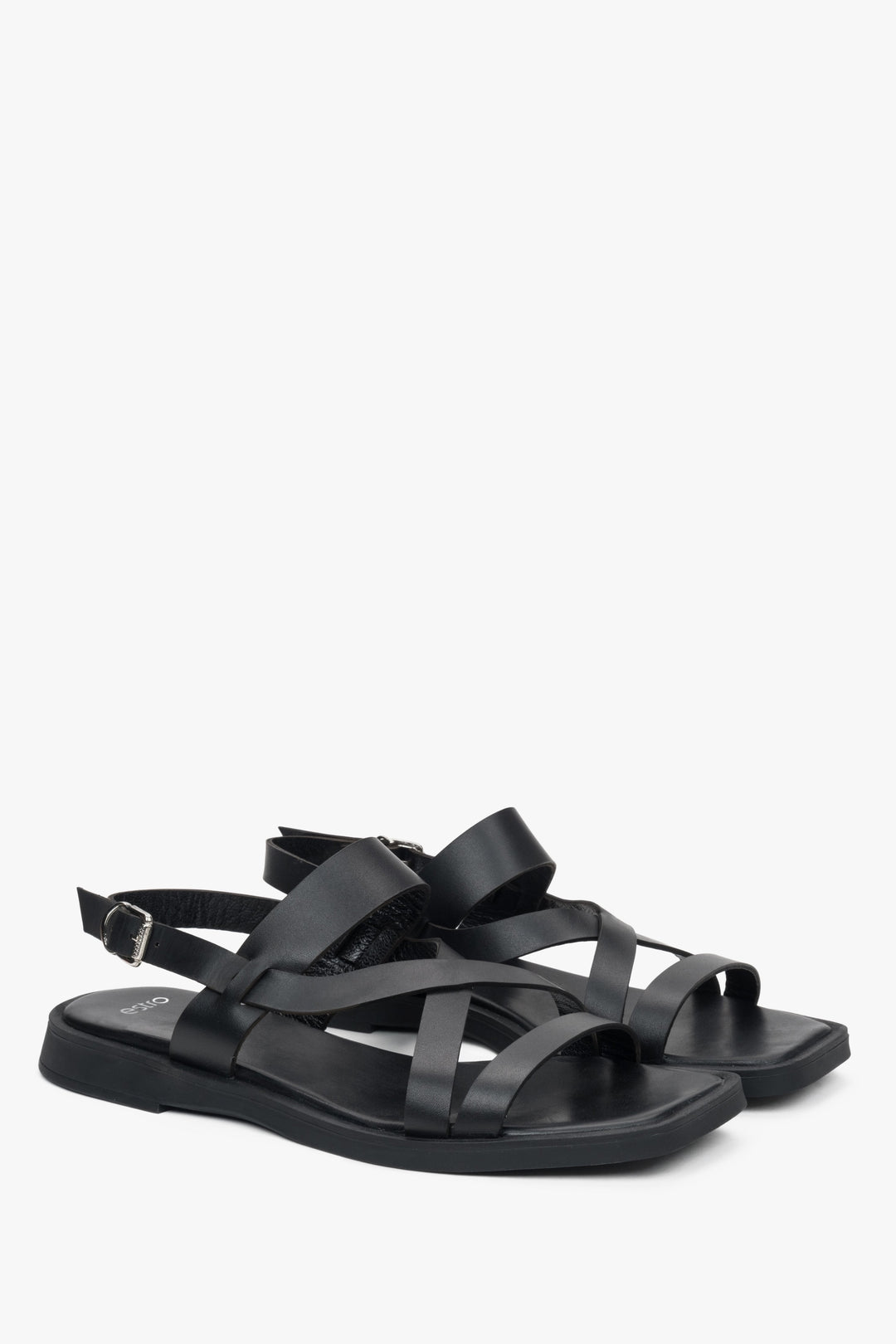 Schwarze Damen Sandalen aus Leder mit feinen Riemchen Estro ER00117387