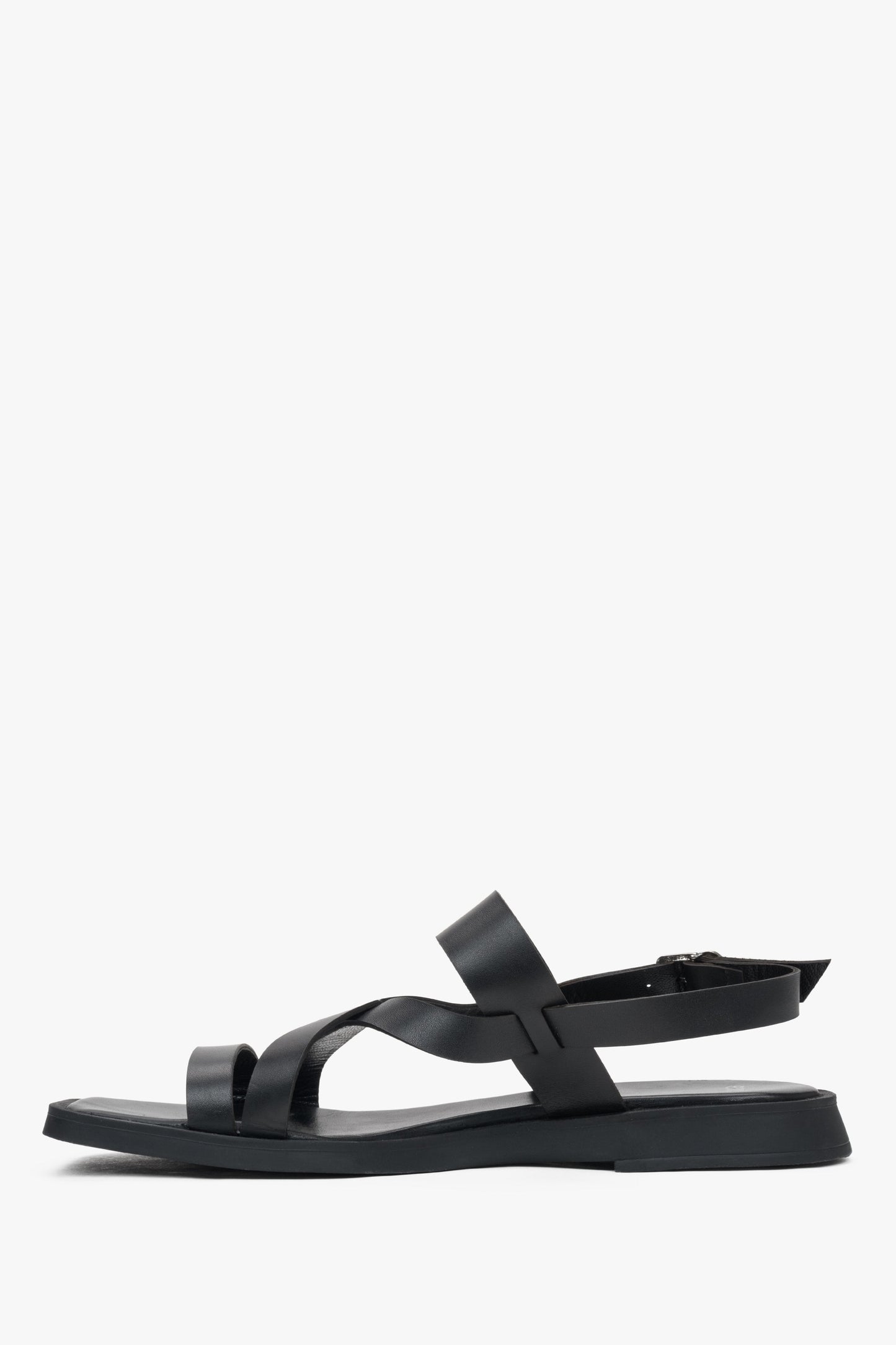 Schwarze Damen Sandalen aus Leder mit feinen Riemchen Estro ER00117387