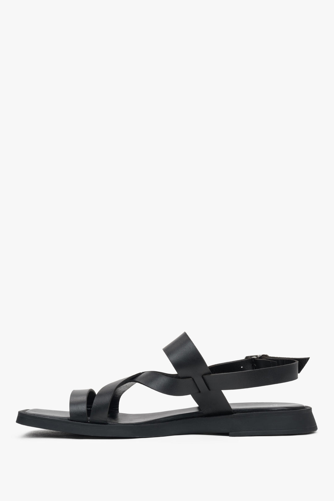 Schwarze Damen Sandalen aus Leder mit feinen Riemchen Estro ER00117387